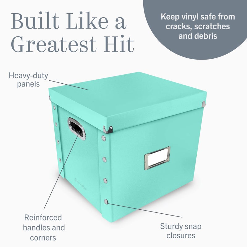 Snap-N-Store Vinyl Record Storage Box - 12" - 1 Pack- Crate Holds up to 75 Vinyl Albums - Mint - Image 5